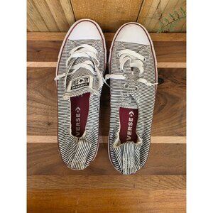 Converse All Star Womens Striped Slip-On Sneakers Size 7.5 Canvas White & Black